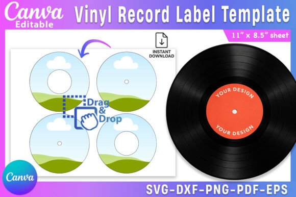 12” Vinyl Record Label Canva Template: Graphics That Sing