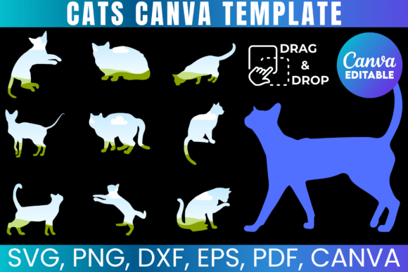 20 Cat Canva Frames Template: Graphics for Playful Canva Projects