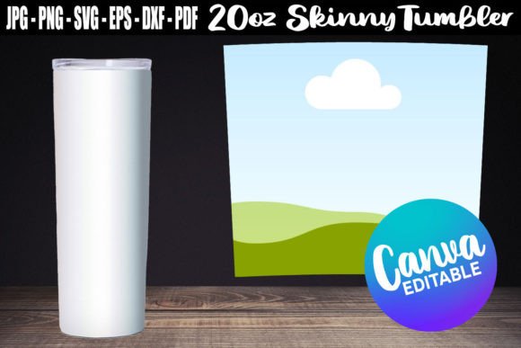 20oz Tapered Blank Skinny Tumbler Canva Graphics