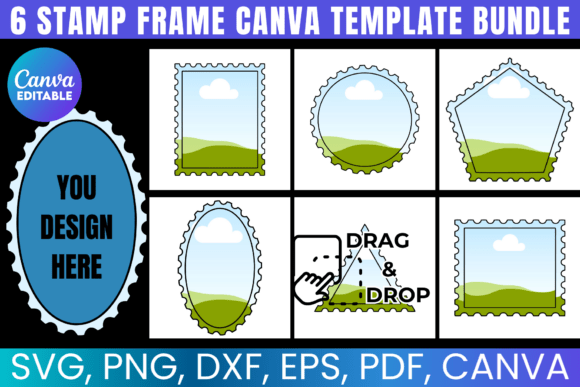 6 Stamp Frame Canva Template Bundle: Graphics for Authentic Editorial Charm