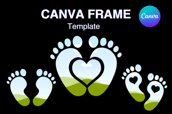 Baby Footprints Newborn Canva Frame Graphics