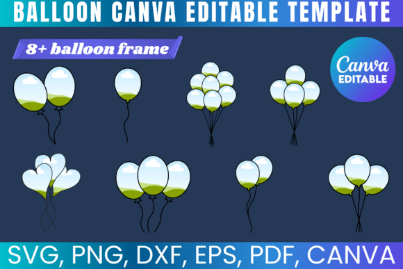 Balloon Outline Canva Template Bundle: Graphics for Playful Branding