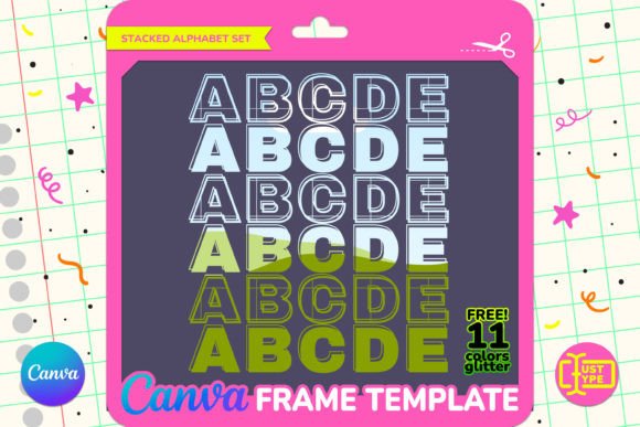 Blurry Stacked Alphabet Canva Frame Graphics