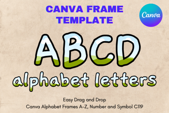 Canva Letters Frame Alphabet Template119 Graphics