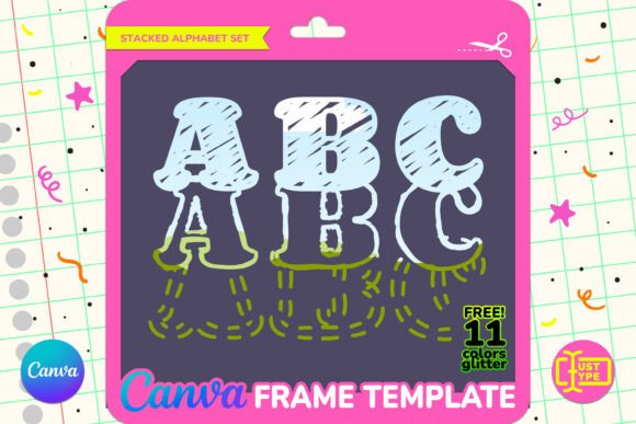 Chalky Stacked Alphabet Canva Frame Graphics