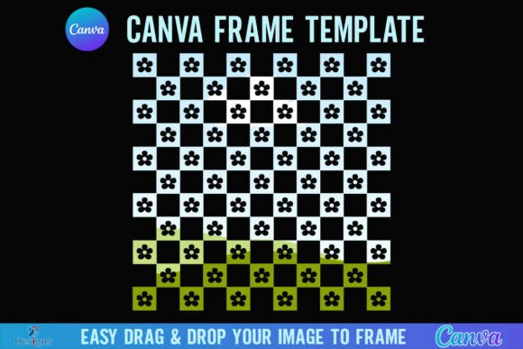 Checkered Floral Canva Frame Flower Graphics