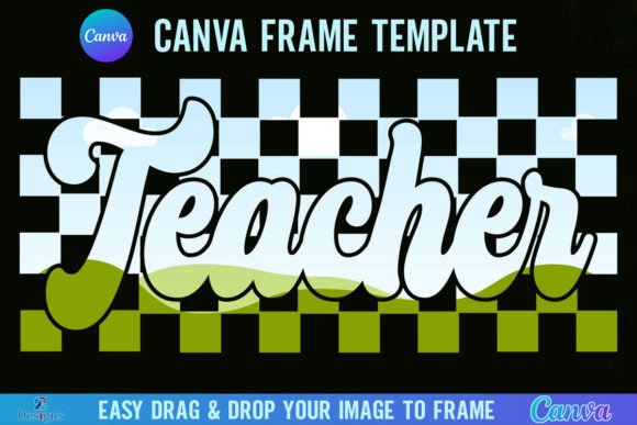 Checkered Teacher Canva Template Frame: Graphics for Warm, Playful Branding