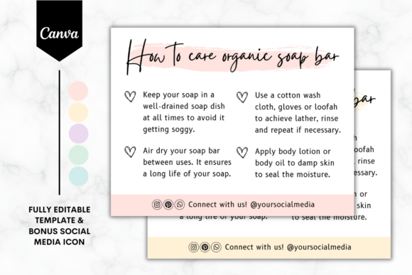 Custom Soap Care Card Canva Template 3 Graphics