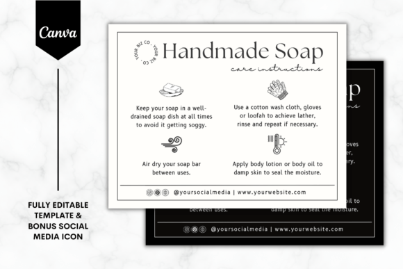 Custom Soap Care Card Canva Template 6 Graphics