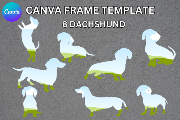 Dachshund Wiener Canva Frame Template Graphics