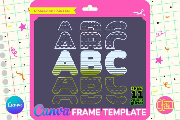 Dash Pattern Stacked Alphabet Canva Graphics