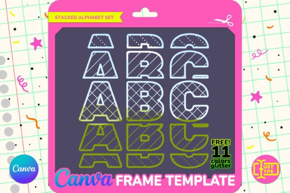 Diagon Pattern Stacked Alphabet Canva Graphics