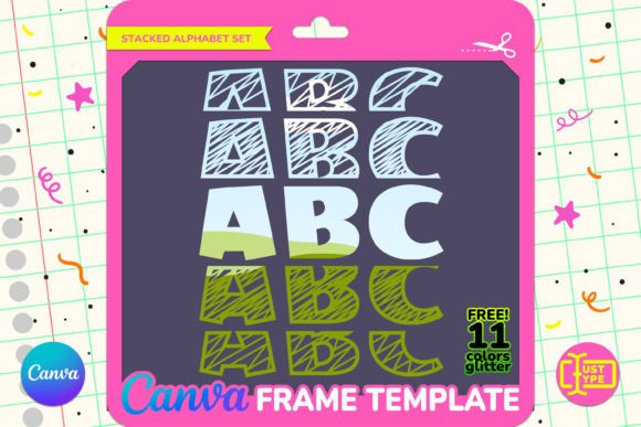 Doodle Stacked Alphabet Canva Frame Graphics
