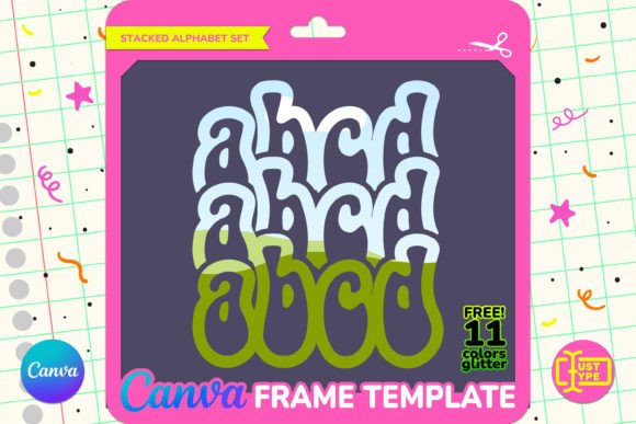 Groovy Stacked Alphabet Canva Frame Graphics