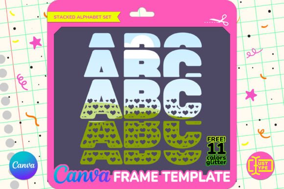 Heart Pattern Stacked Alphabet Canva Graphics