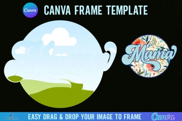 Mama Canva Template Frame Retro Circle Graphics