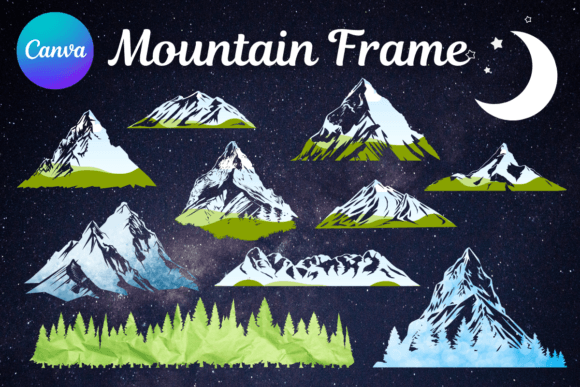 Mountain Iceberg Canva Frame Template: Graphics for Real Crafting