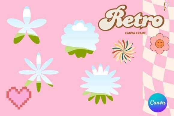 Retro Flower Canva Frame Add Photo_1
