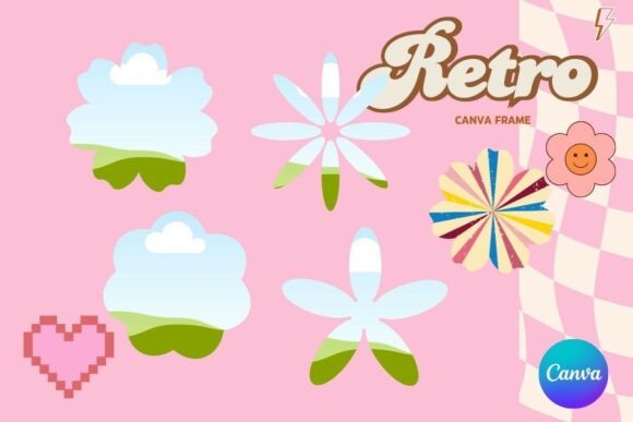 Retro Flower Canva Frame Graphics