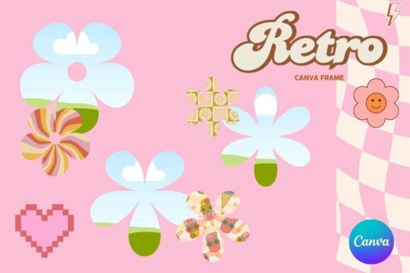 Retro Flower Canva Frame Graphics