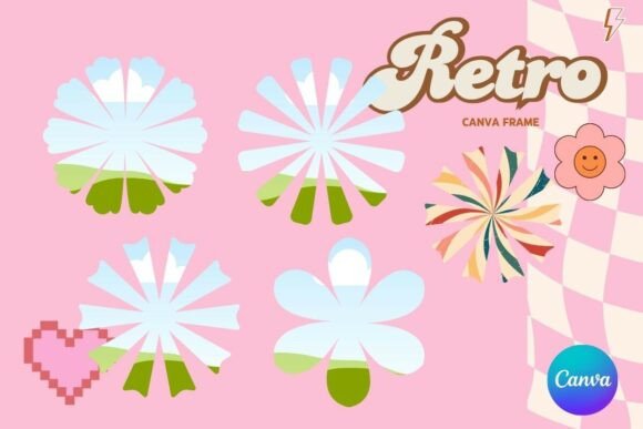 Retro Flower Canva Frame Graphics