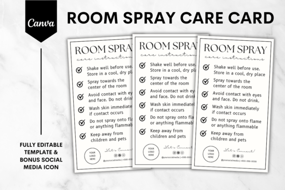 Room Spray Care Card Canva Template 4 Graphics