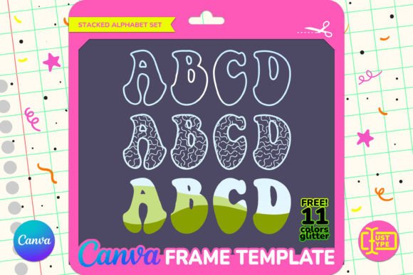 Seventies Groovy Stacked Canva Frame Graphics