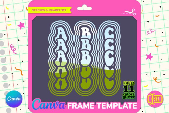 Seventies Wavy Stacked Canva Frame Graphics