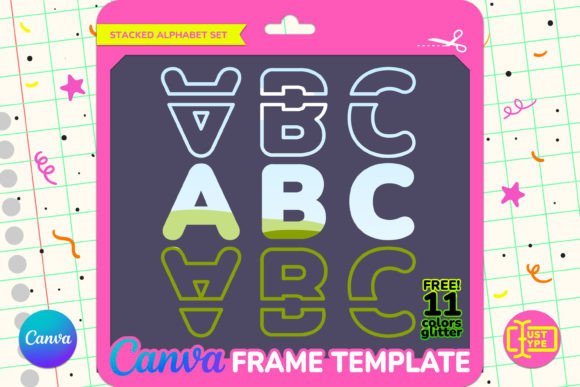 Split Stacked Alphabet Canva Frame Graphics