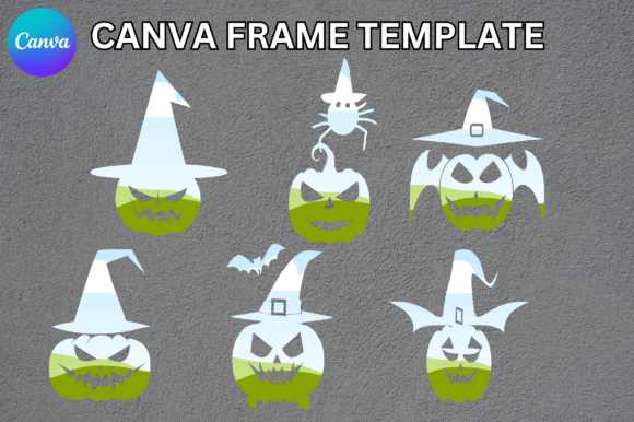 Spooky Halloween Canva Frame Template Graphics