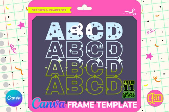 Starry Stacked Alphabet Canva Frame