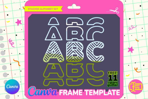 Stripe Pattern Stacked Alphabet Canva Graphics