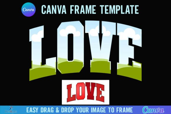 Valentine Love Canva Frame Retro Varsity Graphics
