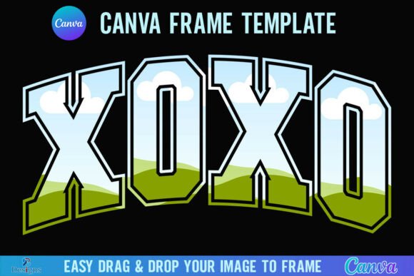 Valentine XOXO Canva Frame Varsity Love Graphics