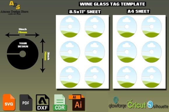 Wine Glass Tag Canva Template