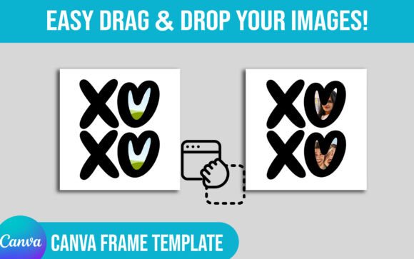 XOXO Editable Valentine Day Canva Frame Graphics