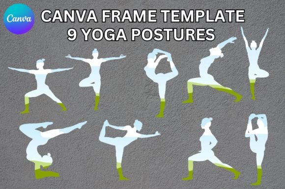 Yoga Postures Canva Frame Template: Graphics for Mindful Branding